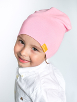 детская шапка хлопковая гладкая нежно-розовая