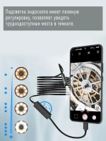 ДЛЯ СМАРТФОНА И ПК эндоскоп , гибкая камера для труднодоступных мест с переходником TYPE-C