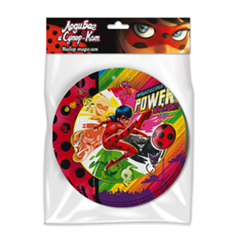 Тарелки бумажные Леди Баг и Супер-Кот 18 см 6 шт, 1 уп.