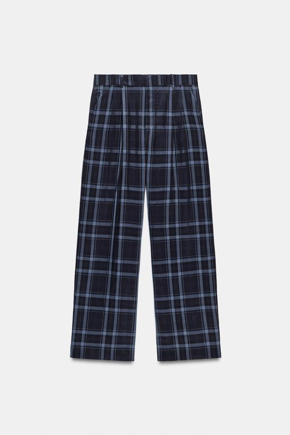 ZARA БРЮКИ WIDE-LEG В КЛЕТКУ — ZW COLLECTION, МОРСКОЙ СИНИЙ