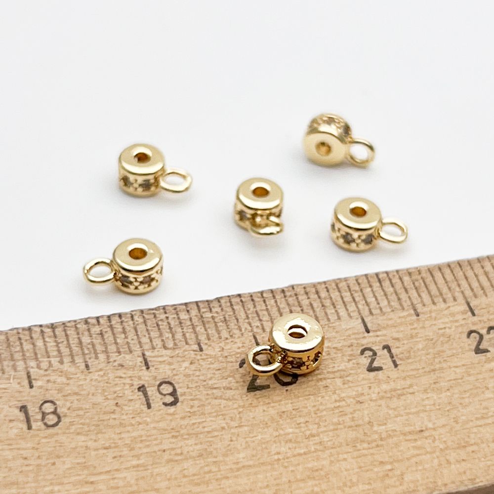 Бейл, цвет золото, фианиты, размер 7*3,3 мм, цена за 1 шт