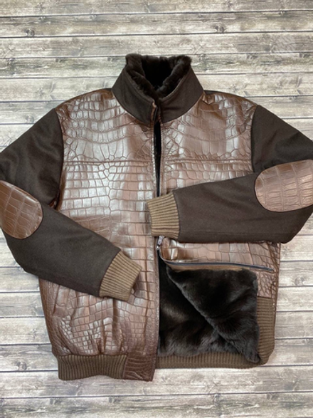 Бомбер Loro Piana с мехом со вставками кожи крокодила