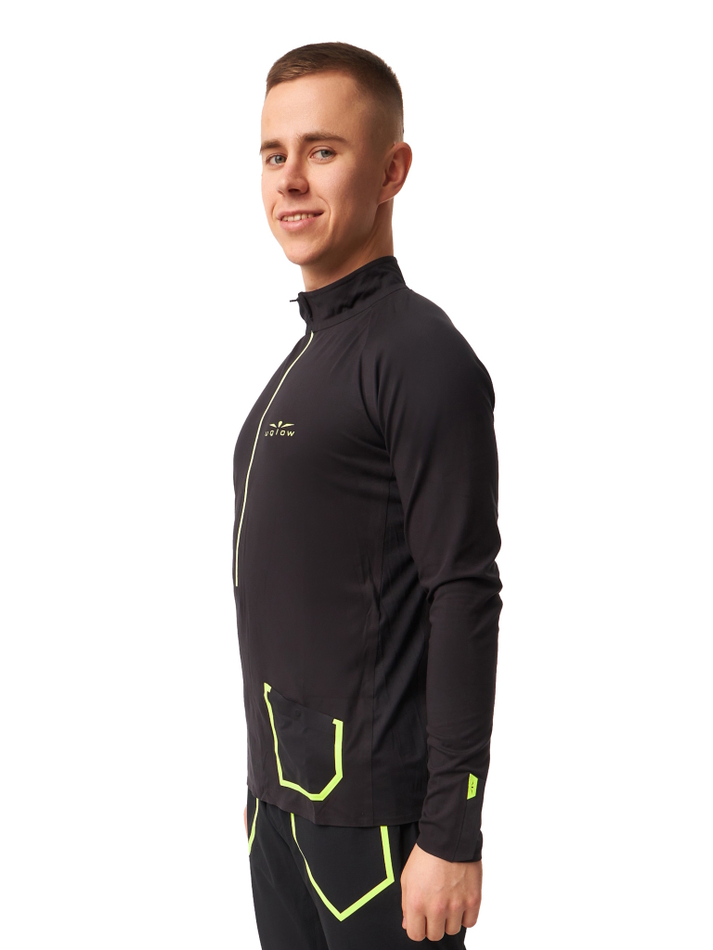 ЛОНГСЛИВ УТЕПЛЕННЫЙ МУЖСКОЙ 3/4 ZIP BRUSH | BLACK YELLOW