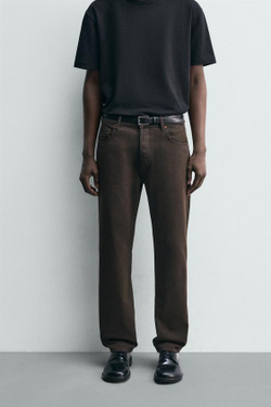 ZARA ДЖИНСЫ REGULAR FIT, КОРИЧНЕВЫЙ