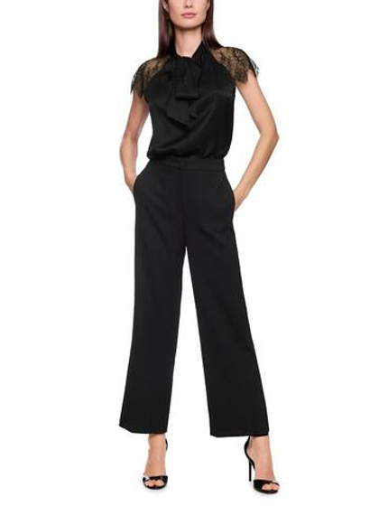 Marc Cain Блуза из шёлка с кружевом и воротником бабочкой