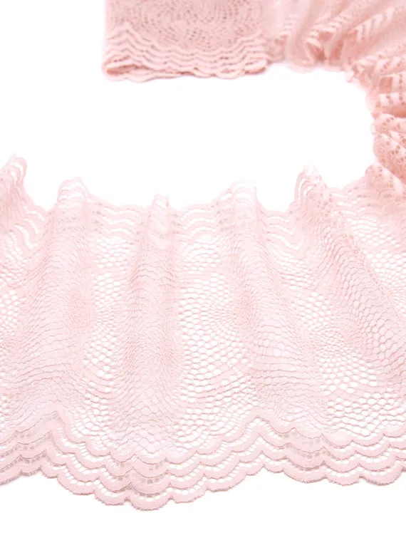 03-261 Кружево эластичное 21 см, ажур, пудра/пион