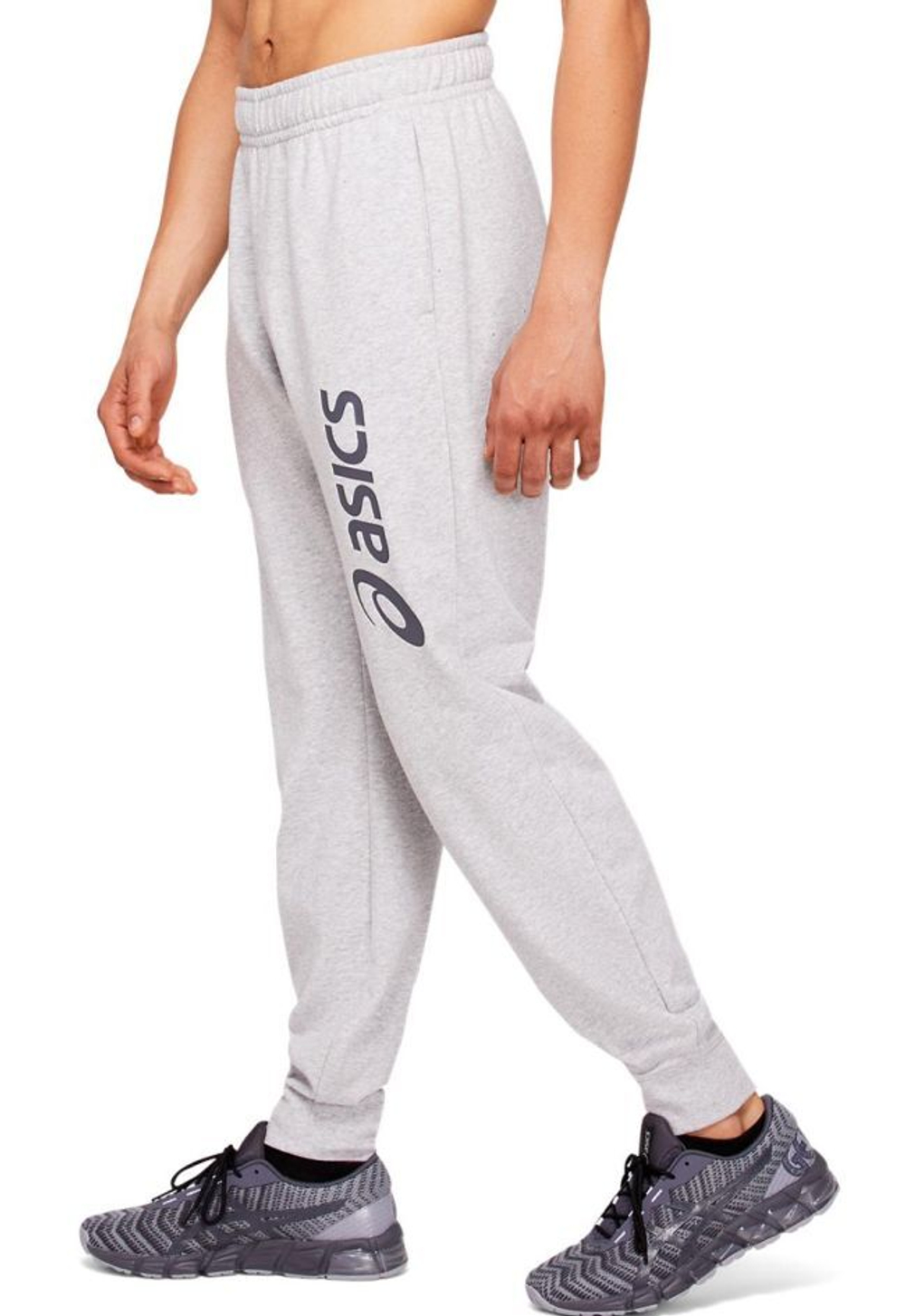 Мужские теннисные штаны Asics Big Logo Sweat Pant - mid grey heather/dark grey