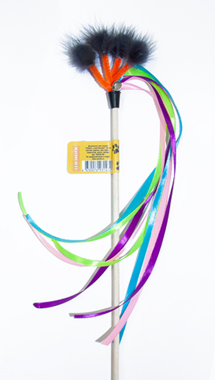 ZOONIK Дразнилка для кошек "Рожки с ленточками", 50 см