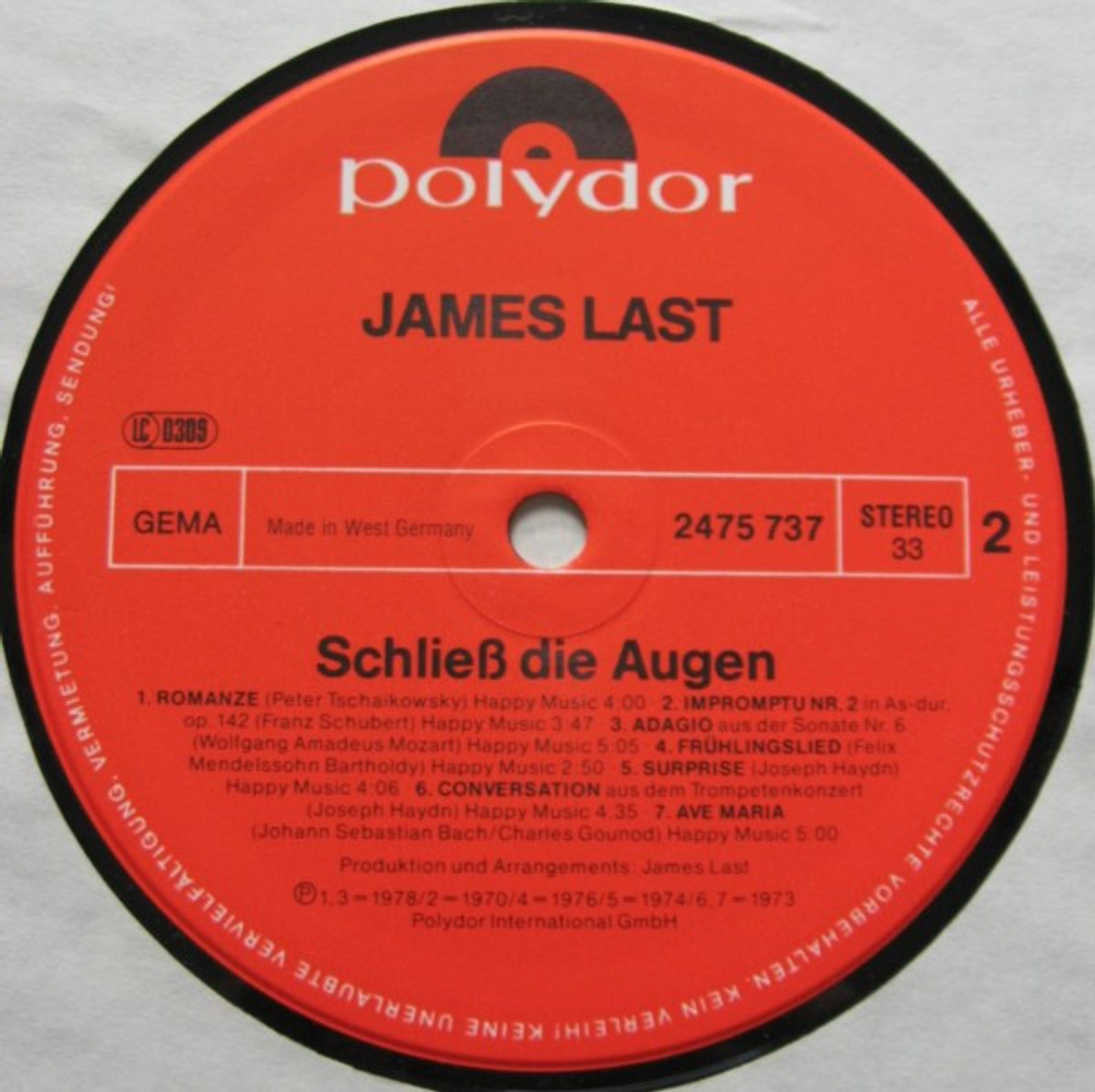 James Last / Schliess Die Augen Lass Dich Verwohnen (LP)