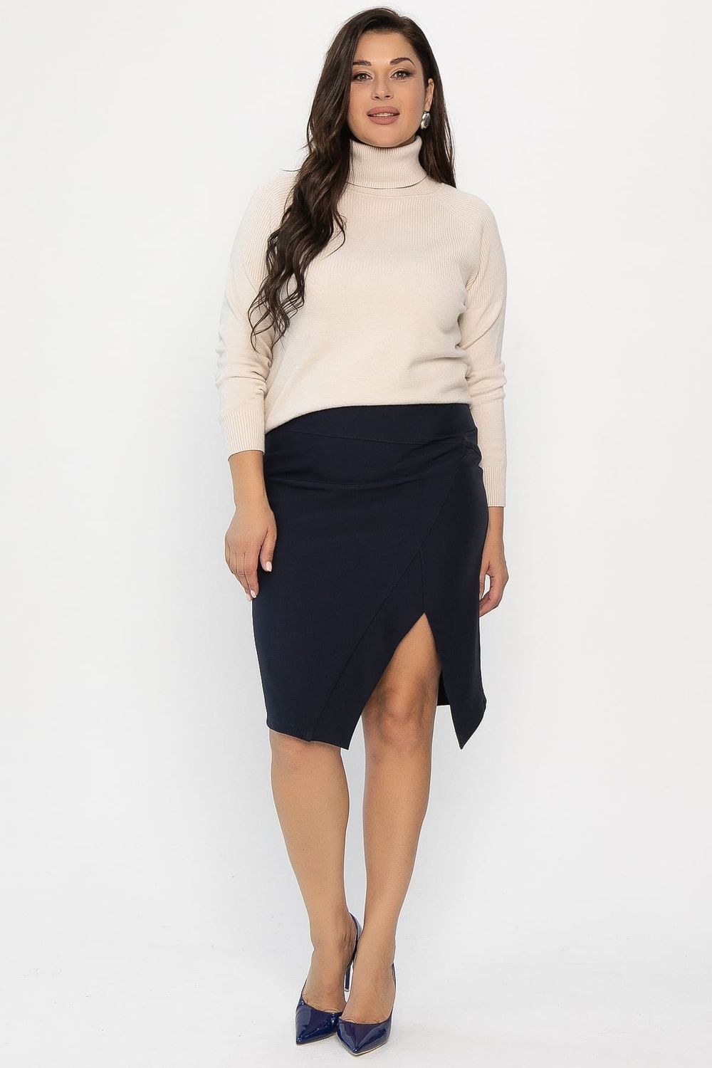 Юбка с разрезом Грейс (темно-синяя) Ю14269-30М LT Collection