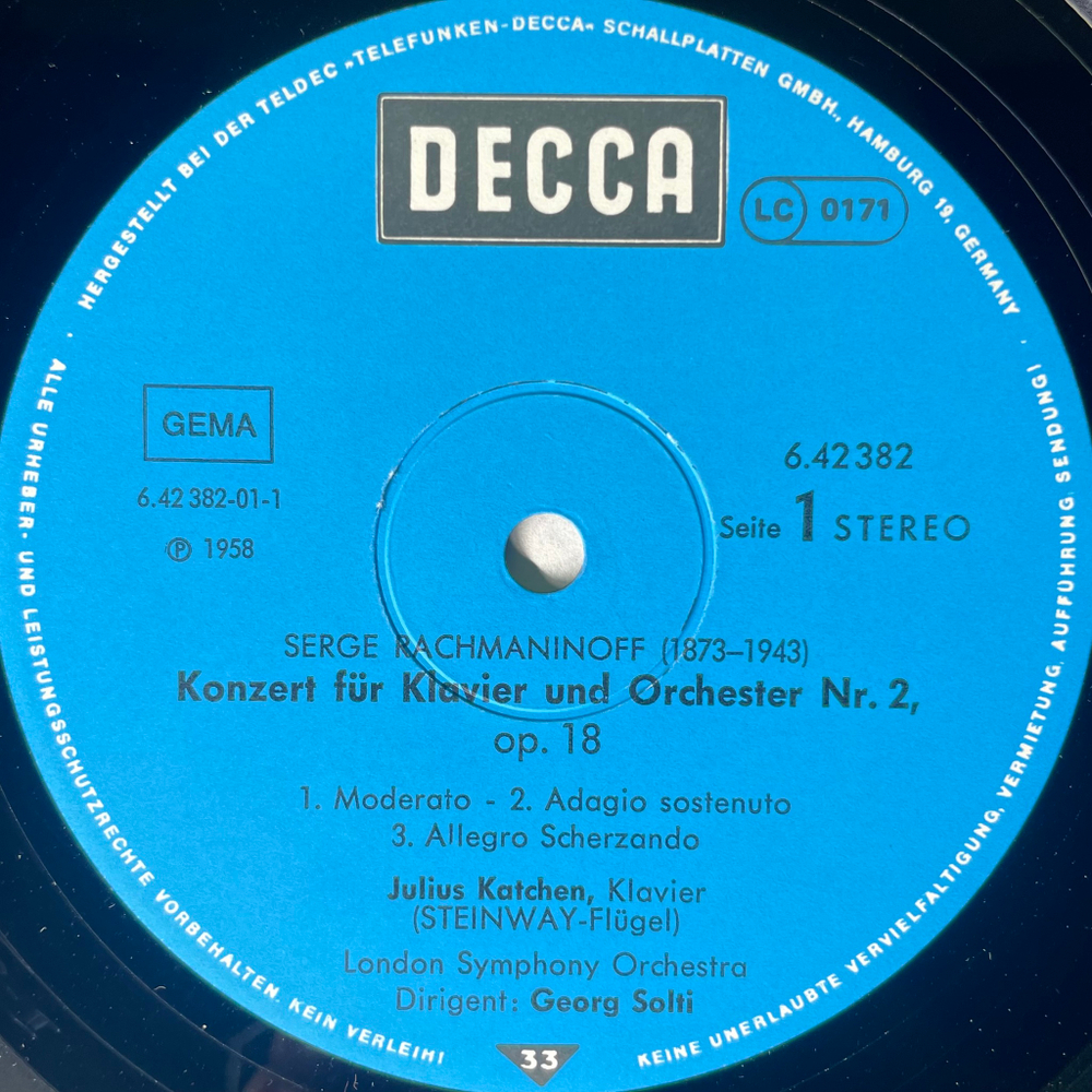 Рахманинов - Концерт для фортепиано № 2 / Рапсодия на тему Паганини (Германия 1980г.)