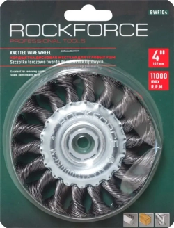 Кордщетка дисковая стальная витая для УШМ 100мм, в блистере RockForce##Rock FORCE RF-BWF104