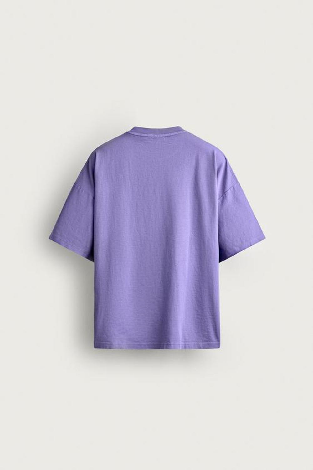 ZARA БАЗОВАЯ ФУТБОЛКА RELAXED FIT С ЭФФЕКТОМ ПОТЕРТОСТИ, ЛИЛОВЫЙ