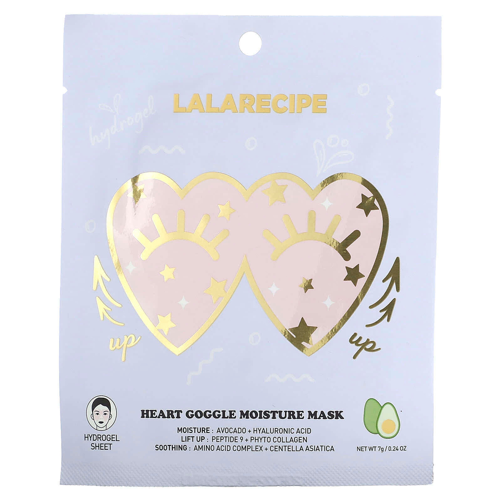 Lalarecipe, Увлажняющая маска с сердцем, Google, 1 тканевая маска, 7 г (0,24 унции)