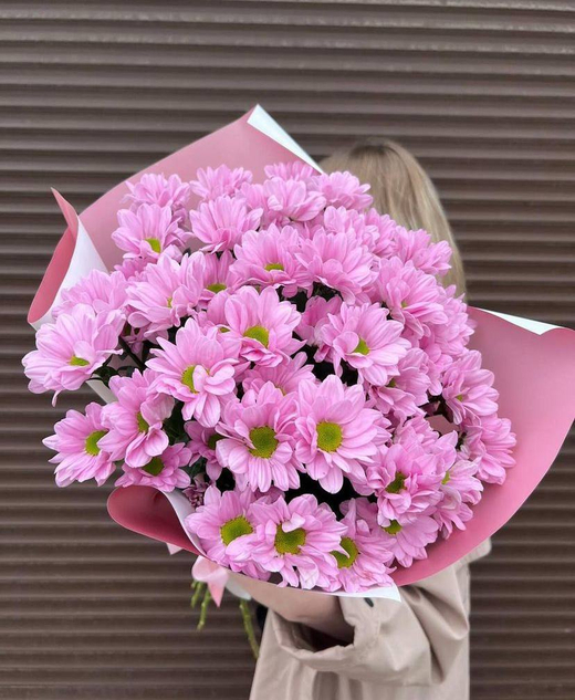 Букет из розовых хризантем "Blush Nova"