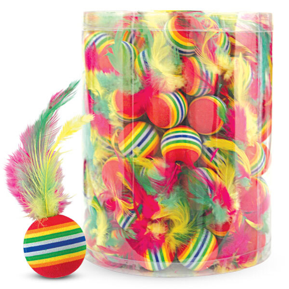 Игрушка для кошек "Мяч с пером", d35мм (туба 120шт.), Triol