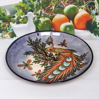 Ляган плоский 38см Жар-птица Риштанская Керамика