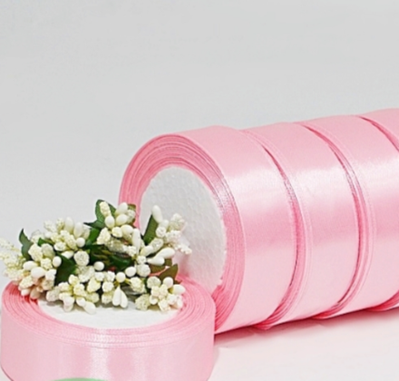 Лента атласная, 2,5см х 22;м, цвет Розовый крайола