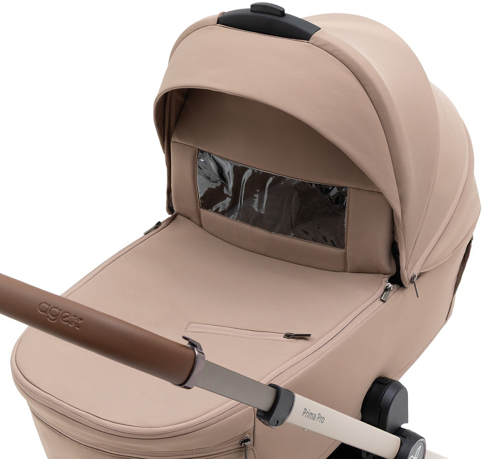 Коляска Agex Prima Pro 3 в 1 с автокреслом i-Safe Grey APP232 Beige (Бежевый)