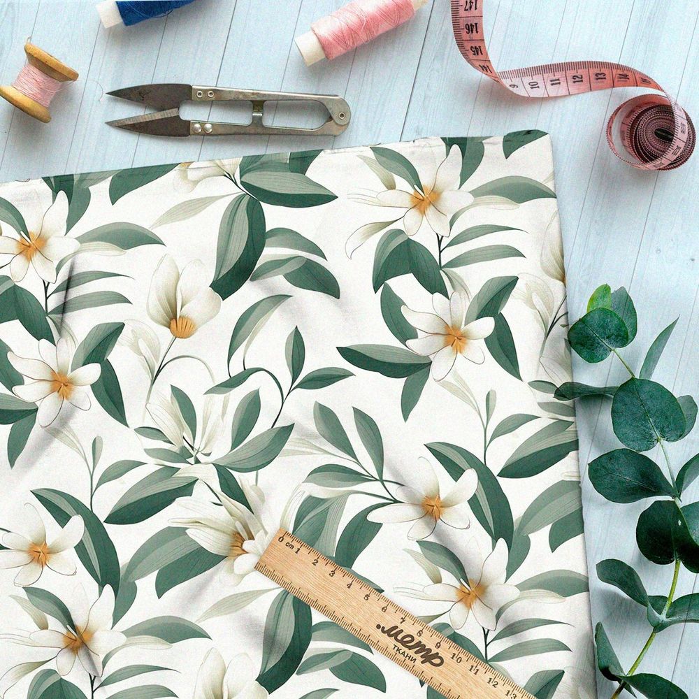 Ткань Ниагара Софт нежная цветочная иллюстрация