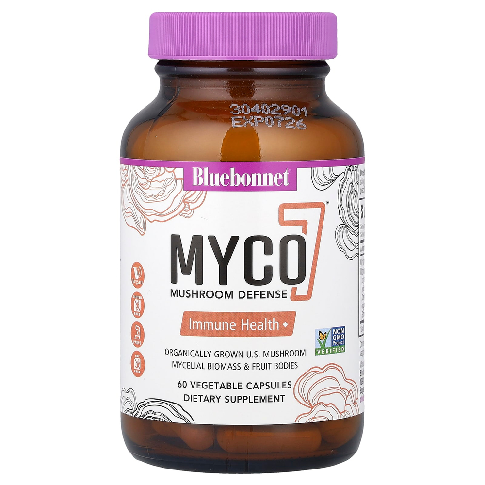 Bluebonnet Nutrition, Myco7™, защита грибов, 60 растительных капсул