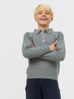 Поло для мальчика с длинным рукавом в школу AT1080 серый
