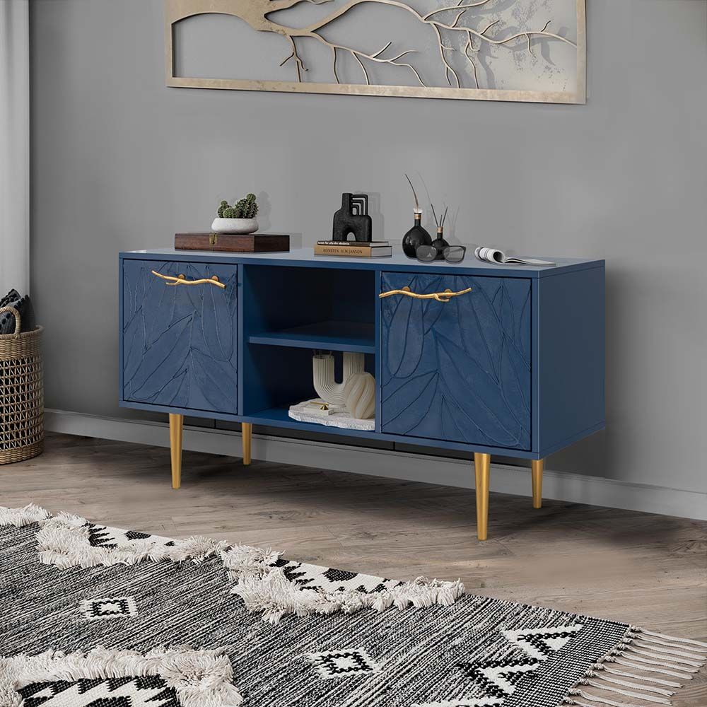 Тумба под ТВ Арт Колор leaves 117см Стайл Голд Королевский синий