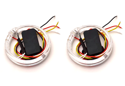 Светодиодные Ангельские глазки Белый + Желтый 80мм 2.5 LED (комплект, 2шт)