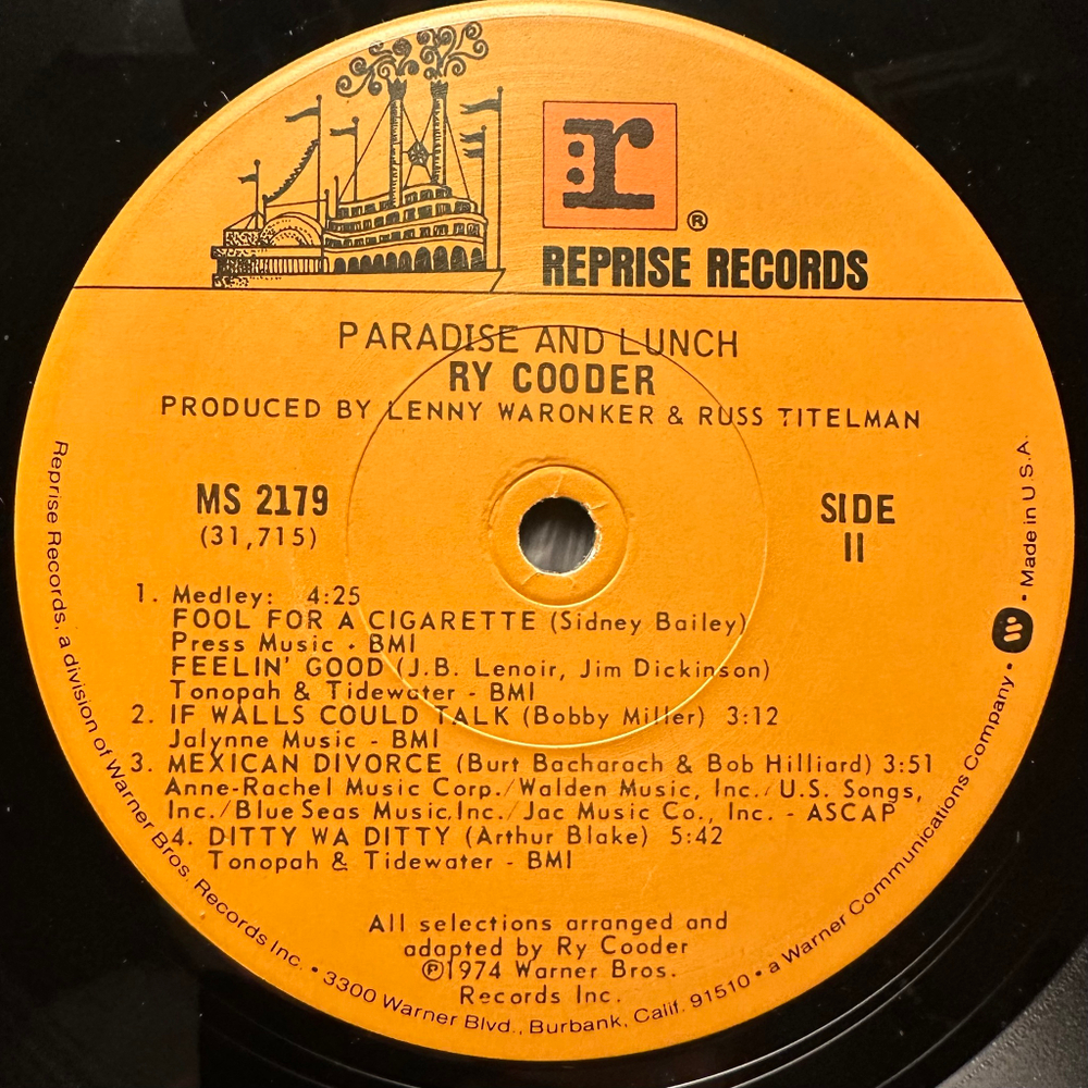 Ry Cooder - Paradise And Lunch (США 1976г.)