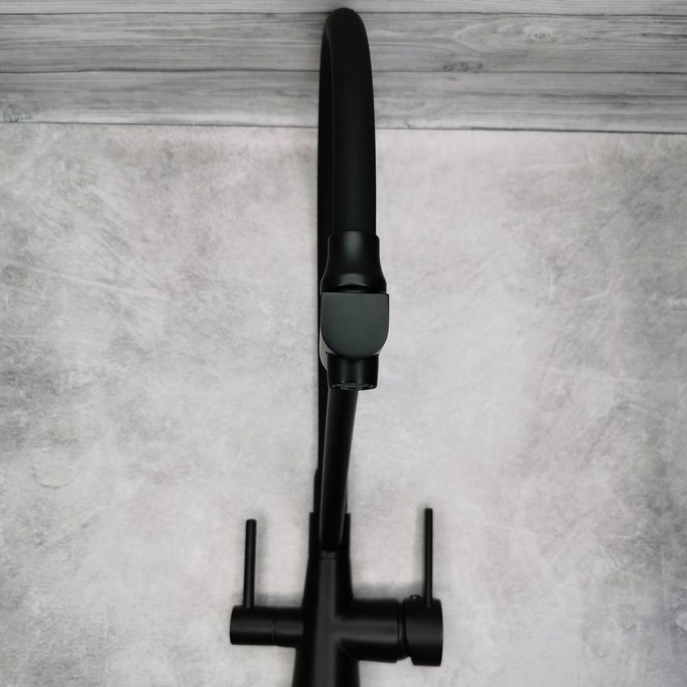 Смеситель для кухни, Gappo, гибк излив, с картриджем, подкл к фильтр, чер, G4398-16