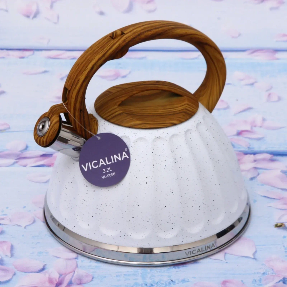 Чайник из нержавеющей стали 3,2л «Vicalina» Бисквит белый VL-0056
