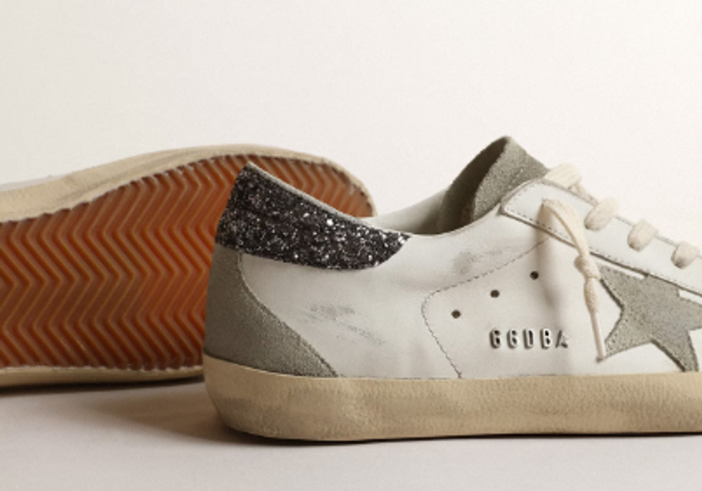 Кеды Women’s Super-Star with gray star and dark gray glitter heel tab