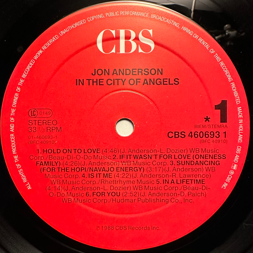 Jon Anderson - In The City Of Angels (Голландия 1988г.)