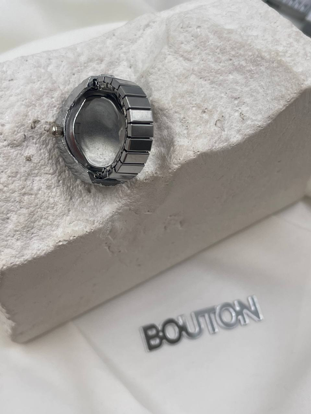 Кольцо "Часы" серебристые круглые