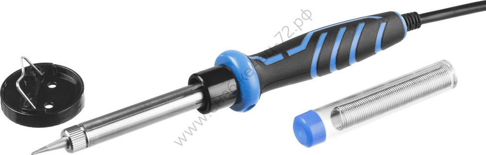 ЗУБР 60Вт в наборе: припой + подставка, 2-комп. рукоятка, конус, керамический нагреватель, Электропаяльник (55402-60_z01)