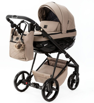 Детская коляска Adamex Quantum Deluxe 2 в 1 Q-SA9-K (Т.БЕЖ КОЖА 100%)