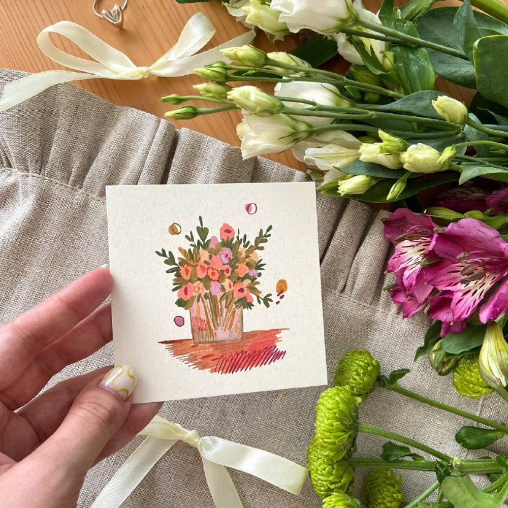 открытка "пастельный букет"