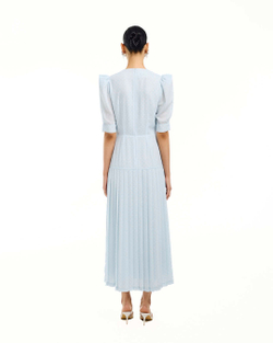 Платье Primavera (Примавера) на запах, голубое в белый горох