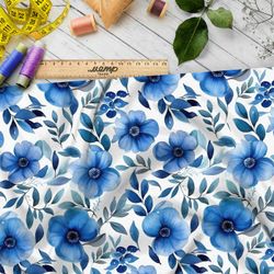 Ткань Барби голубая цветочная фантазия