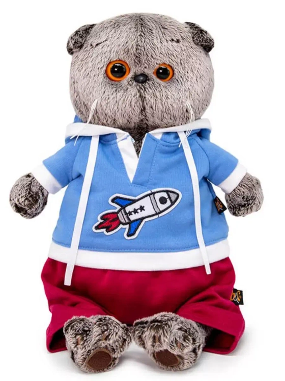 Мягкая игрушка Кот Басик в футболке с ракетой 22 см Ks22-179