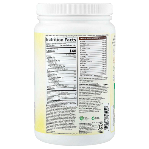 Garden of Life, необработанный органический протеин, со вкусом шоколада, 700 г (1 фунт, 8,69 унции)