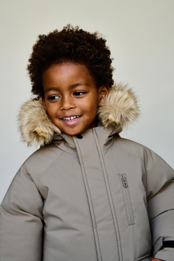 ZARA ПАРКА С КАПЮШОНОМ И СЪЕМНЫМ ИСКУССТВЕННЫМ МЕХОМ WATER REPELLENT, СЕРО-КОРИЧНЕВЫЙ