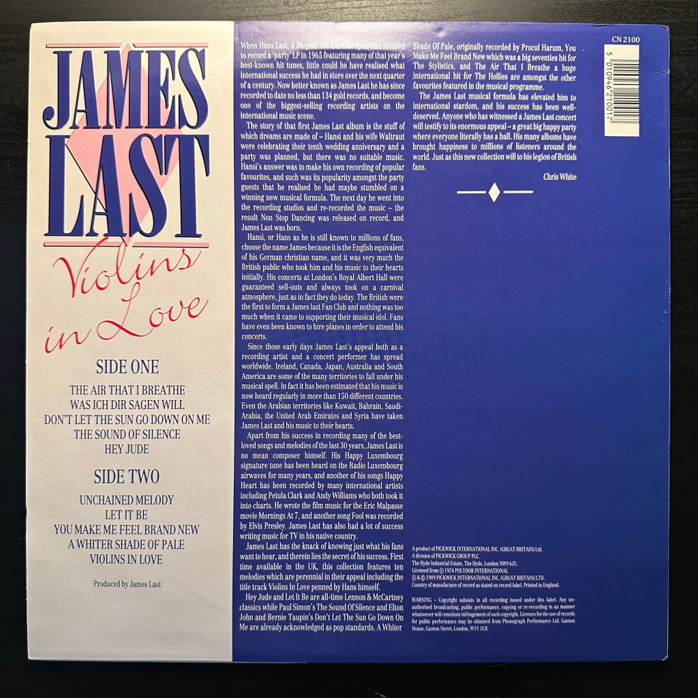 James Last - Violins In Love (Англия 1989г.)