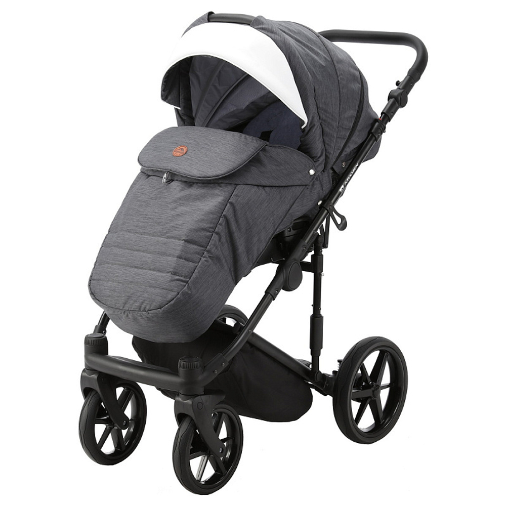 Детская коляска Adamex Amelia 2 в 1 AM234-TIP (Т.СЕР+БЕЛ.КОЖА)