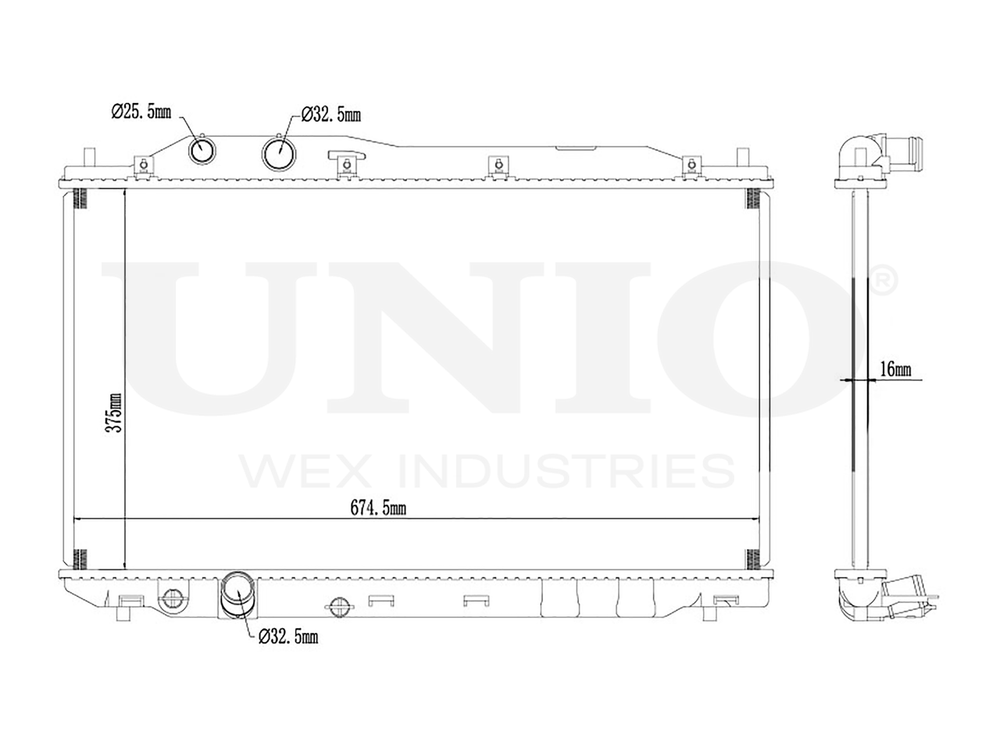 Радиатор охлаждения двигателя UNIO RAD-10032