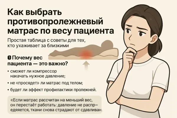 Как выбрать противопролежневый матрас по весу пациента Как выбрать противопролежневый матрас по весу пациента