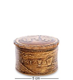 Народные промыслы BST-118/ 1 Шкатулка «Кошка с собакой» мал. (береста)