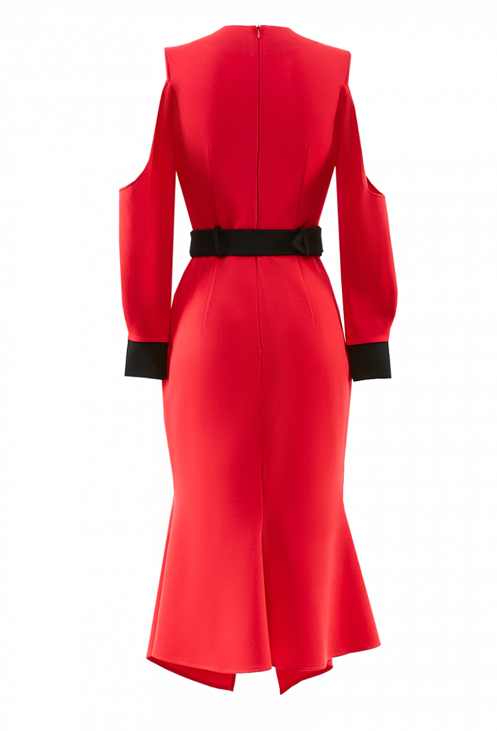 Трикотажное платье с поясом красное 22-02-20 SS