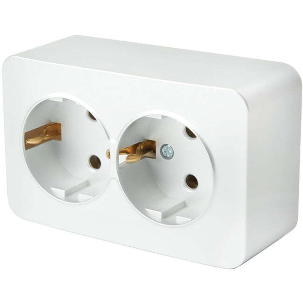 Розетка 2-местная с/з открытой установки. 250В. 16А. IP20. серия София. белый. MST16-12-01