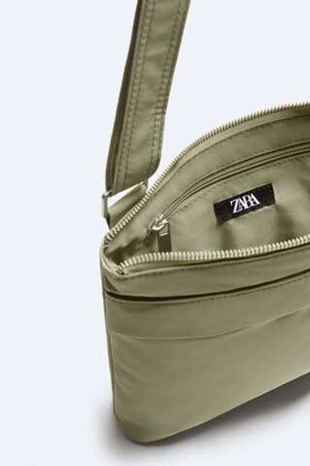 ZARA НЕЙЛОНОВАЯ СУМКА С КАРМАНАМИ,  ЦВЕТ МОРСКОЙ ВОЛНЫ